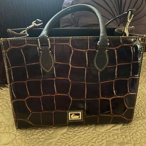 Dooney & Bourke Black and Brown Croc Embossed Tote